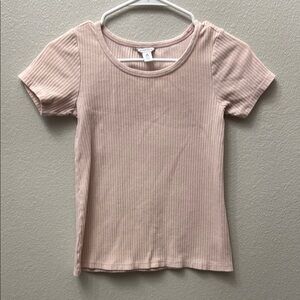 Nordstrom Pink Ribbed Crew Neck Tee